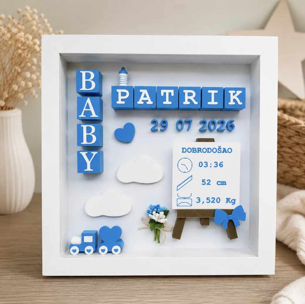 Personalizirani 3D okvir za rođenje djeteta