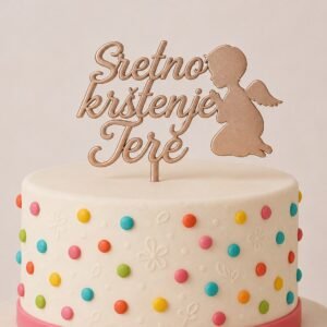 Personalizirani 3D printani toper za sveto krštenje s anđelom i imenom Jere