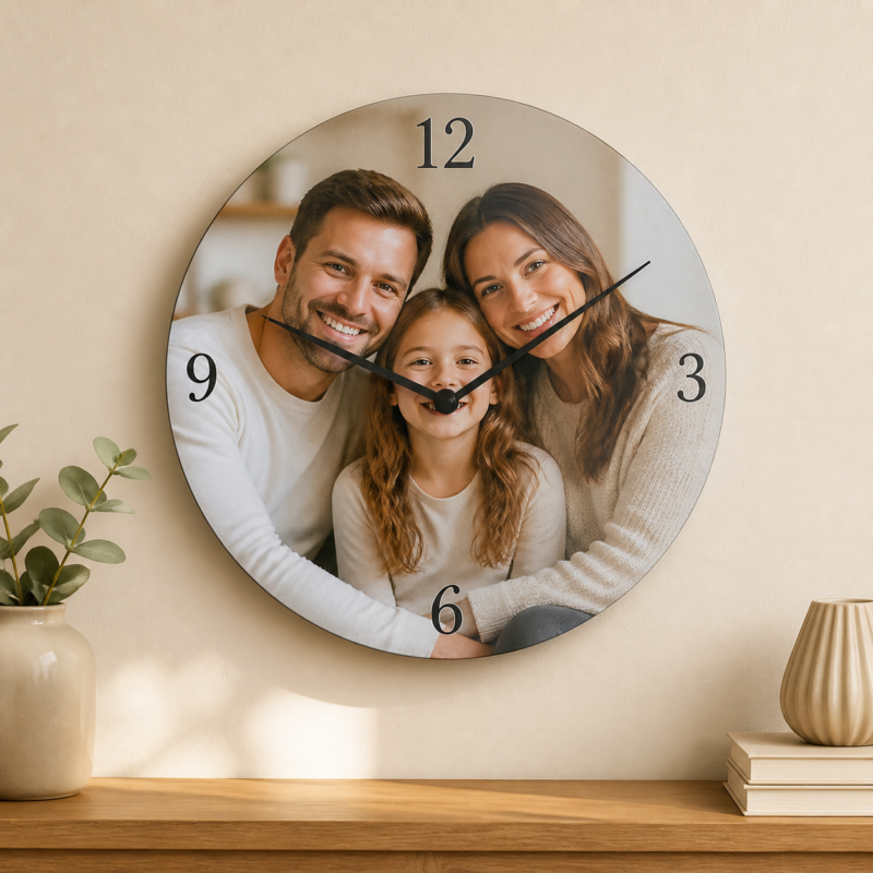 Personalizirani zidni sat s fotografijom – 36 cm