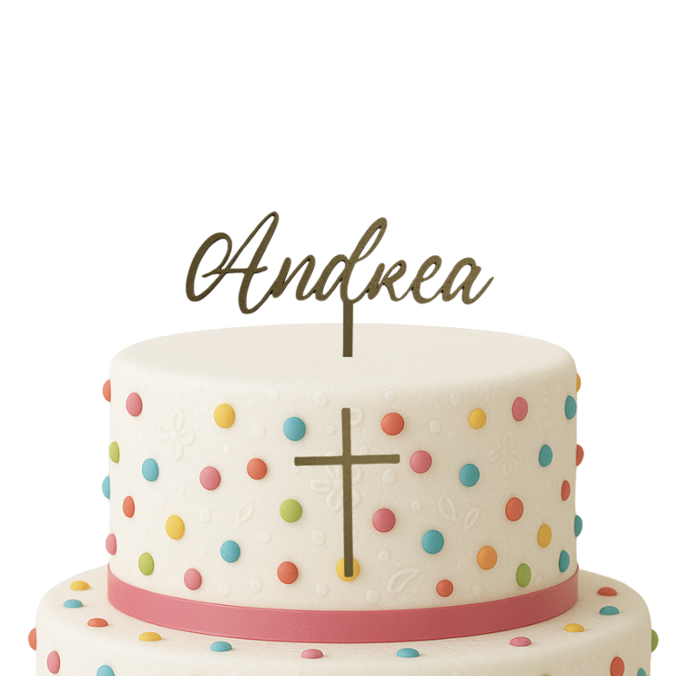 Personalizirani topper s imenom i križem za tortu za krštenje ili krizmu