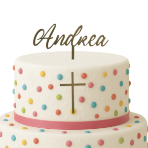 Personalizirani topper s imenom i križem za tortu za krštenje ili krizmu