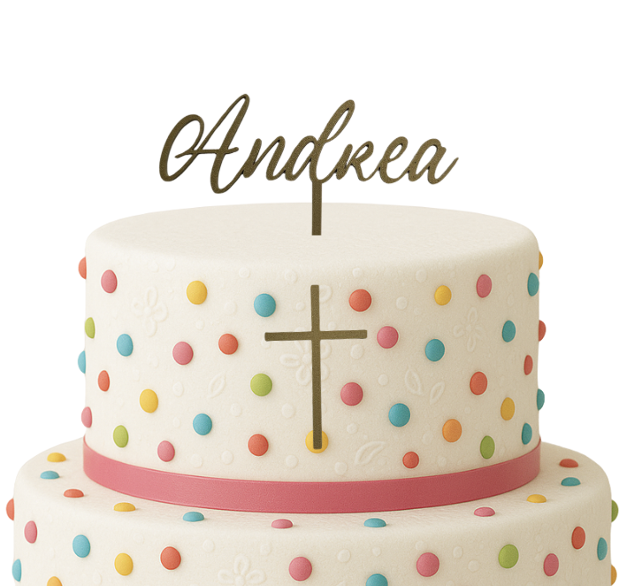 Personalizirani topper s imenom i križem za tortu za krštenje ili krizmu