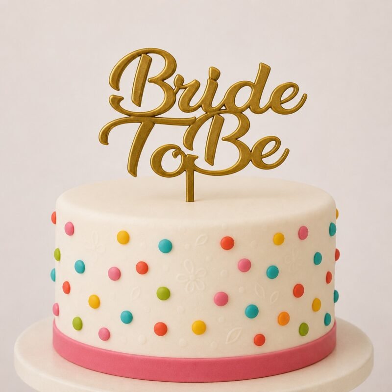 Zlatni 3D printani toper Bride to Be za tortu