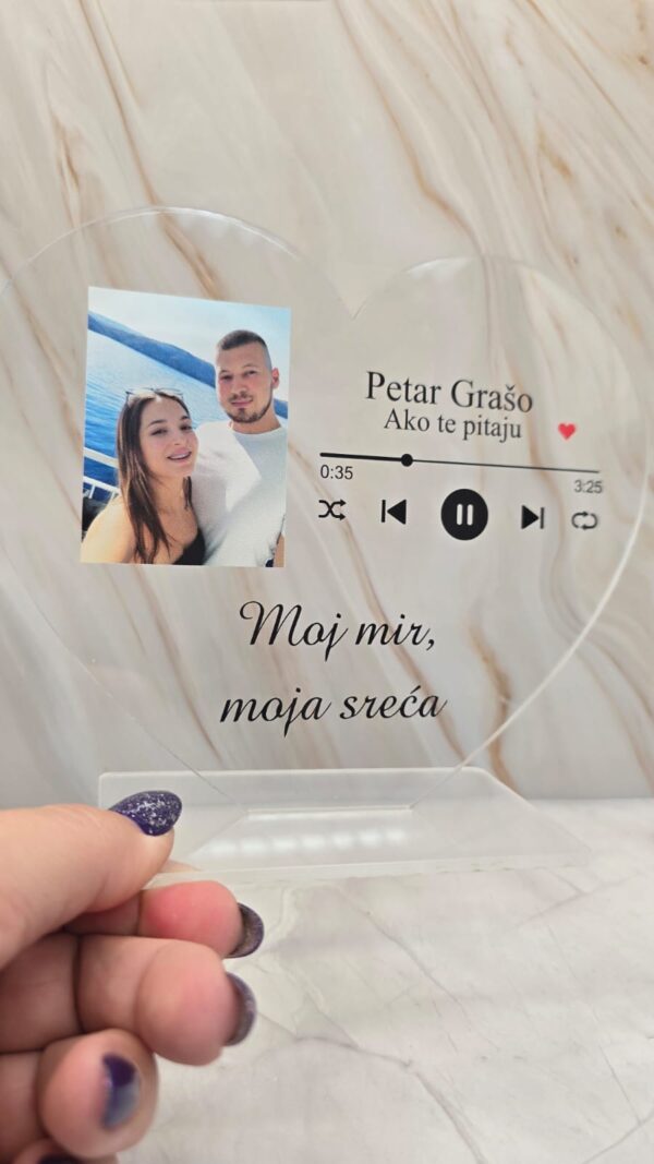 Personalizirano  srce sa slikom i omiljenom pjesmom
