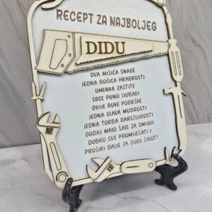 Drvena dekorativna daska “Recept za najboljeg didu/tatu”