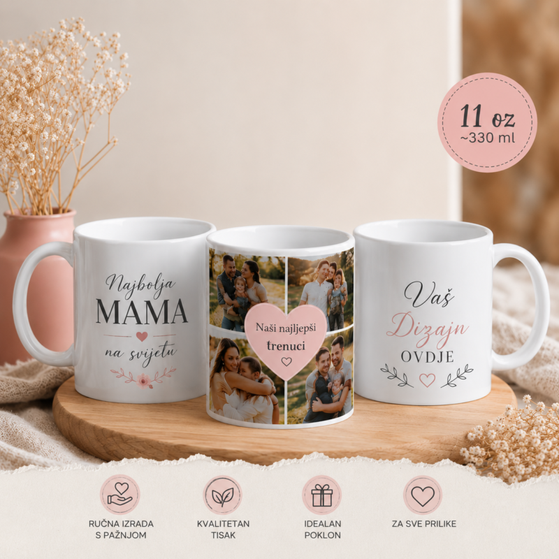 Personalizirana šalica 11 oz s fotografijom i tekstom po želji
