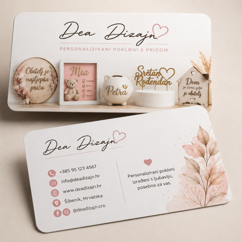 Premium aluminijske vizitke s personaliziranim tiskom Dea Dizajn